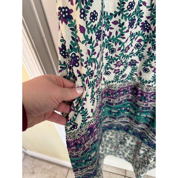 The Vermont Country Store Blue Floral Ankle Length Cotton Muumuu Plus Size 3X - Picture 4 of 7